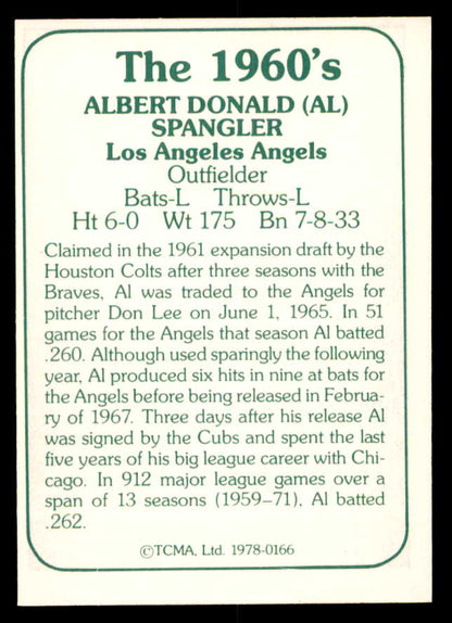 1978 TCMA #166 Al Spangler Angels Signed Autographed