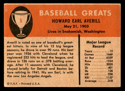 1961 Fleer #005 Earl Averill Indians Signed Autographed