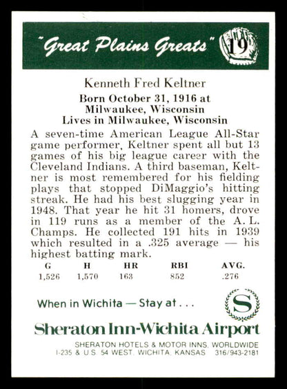 1975 Great Plains Greats #019 Ken Keltner Signed Autographed