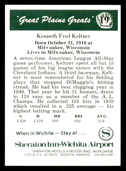 1975 Great Plains Greats #019 Ken Keltner Signed Autographed