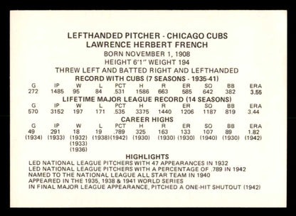 1976 Chicago Greats Larry French Cubs Signed Autographed