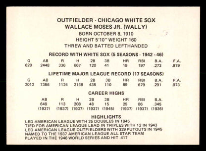 1976 Chicago Greats Wally Moses White Sox Signed Autographed