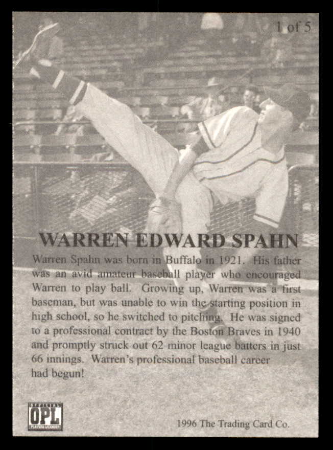 1996 Front Row #001 Warren Spahn Braves Signed Autographed