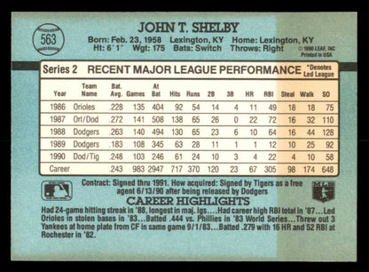 1991 Donruss #563 John Shelby Tigers Signed Autographed