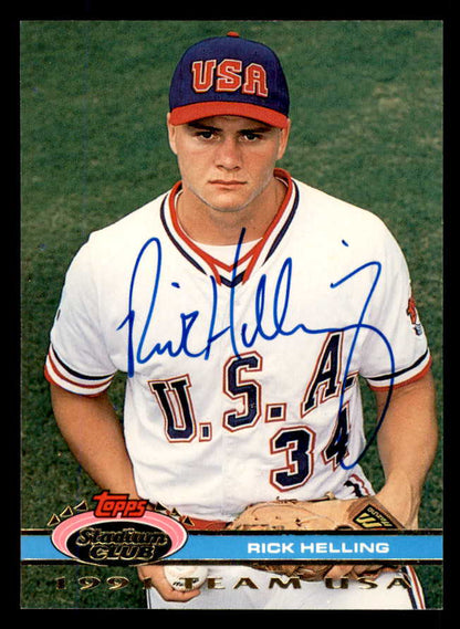 1991 Stadium Club #081 Rick Helling Usa Signed Autographed