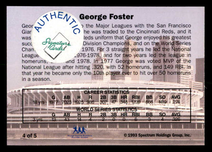 1993 Spectrum #004 George Foster Reds Signed Autographed