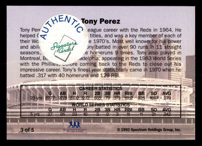 1993 Spectrum #003 Tony Perez Reds Signed Autographed