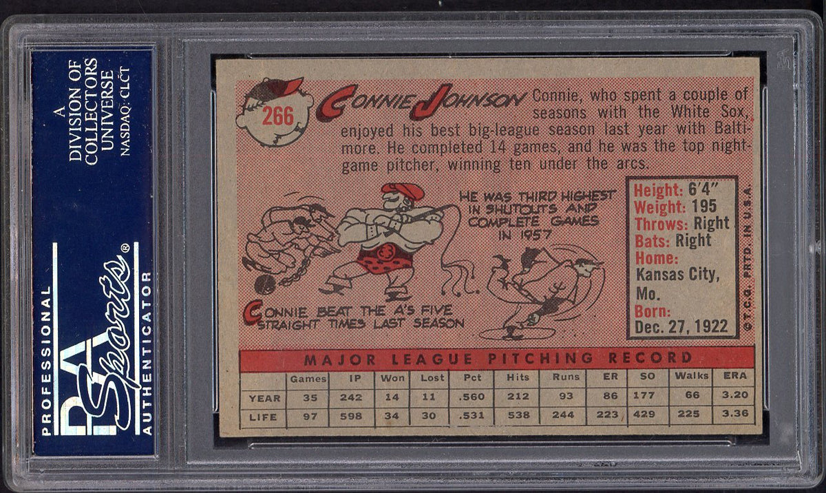 1958 Topps Baseball #266 Connie Johnson Orioles PSA 7 NM 546538