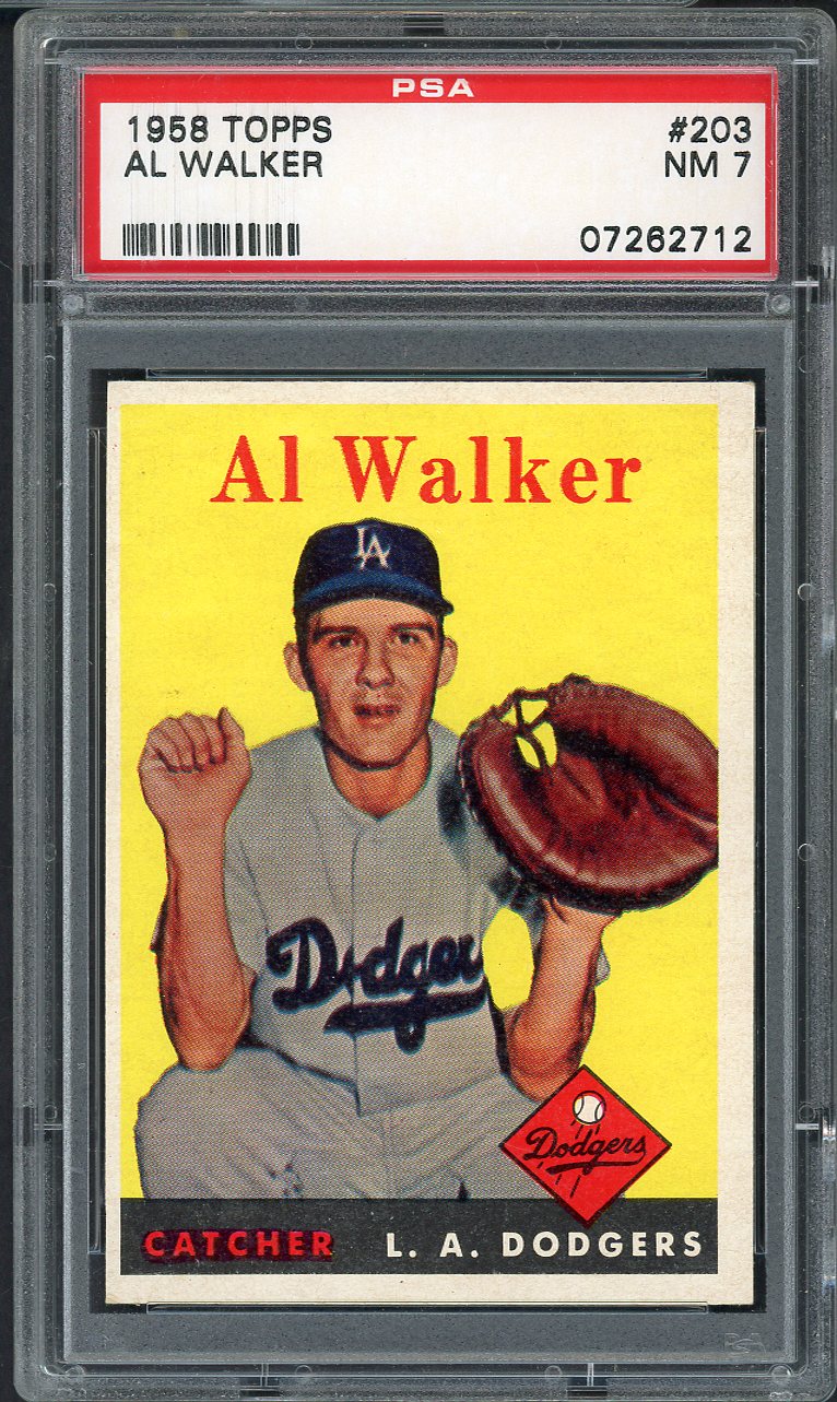 1958 Topps Baseball #203 Rube Walker Dodgers PSA 7 NM 546561