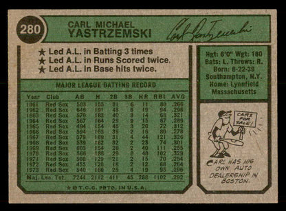 1974 Topps Baseball #280 Carl Yastrzemski Red Sox EX 546664