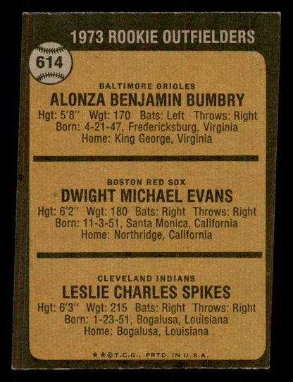 1973 Topps Baseball #614 Dwight Evans Red Sox EX 546687