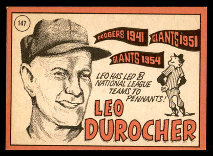 1969 Topps Baseball #147 Leo Durocher Cubs EX-MT 546692