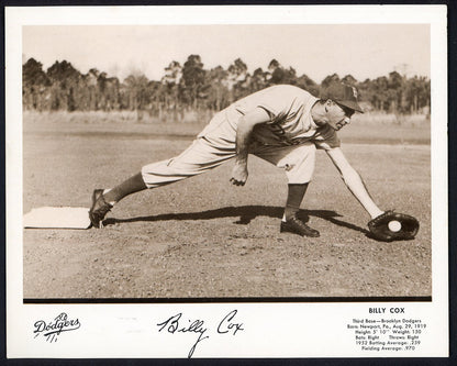 1953 Dixie Lid Premium Billy Cox Dodgers EX-MT 546765