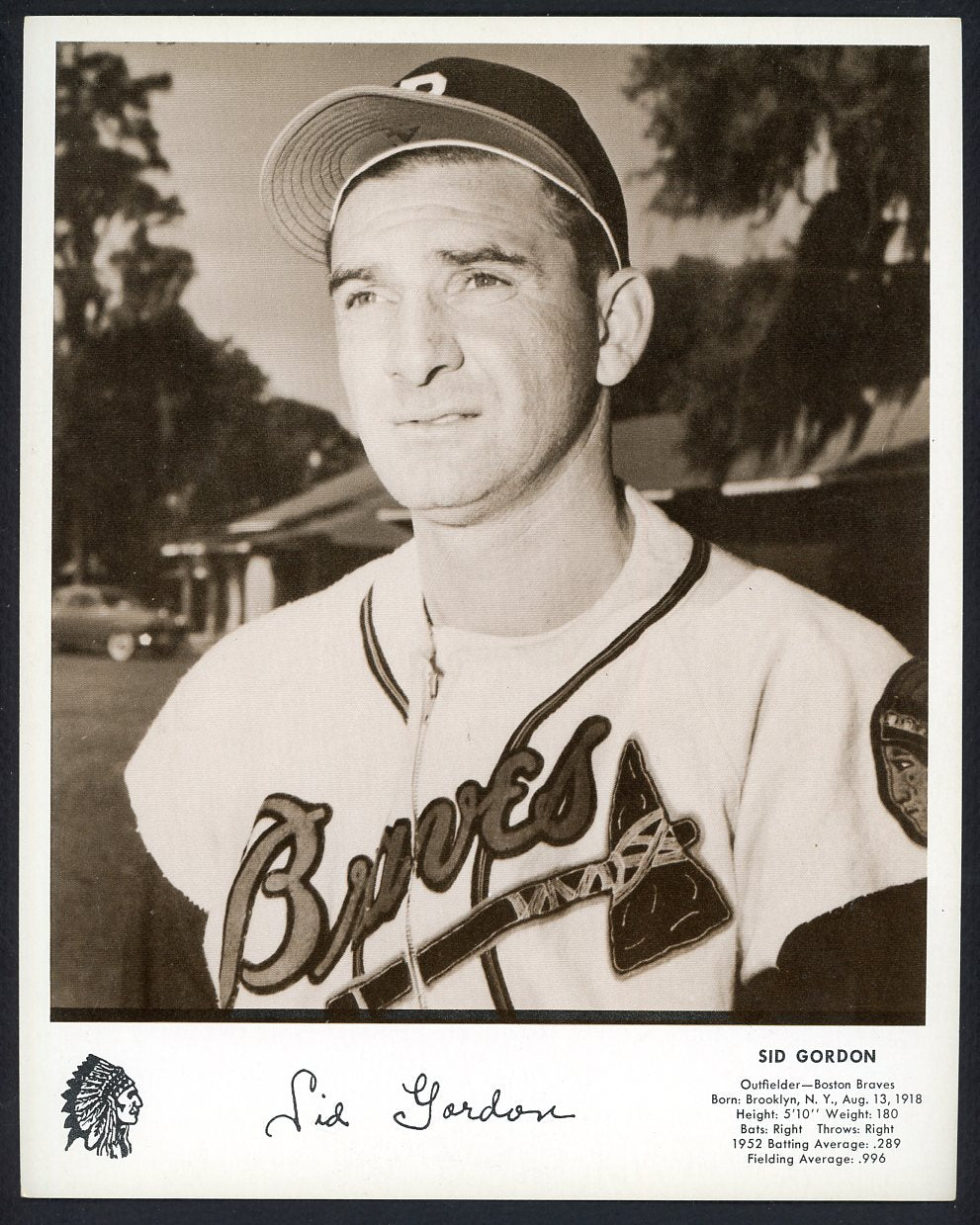 1953 Dixie Lid Premium Sid Gordon Braves EX-MT 546766