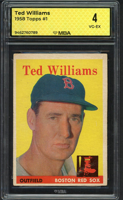 1958 Topps Baseball #001 Ted Williams Red Sox MBA 4 VG-EX 546802