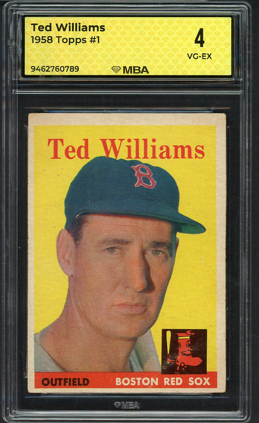 1958 Topps Baseball #001 Ted Williams Red Sox MBA 4 VG-EX 546802