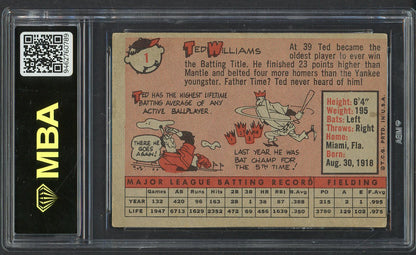 1958 Topps Baseball #001 Ted Williams Red Sox MBA 4 VG-EX 546802