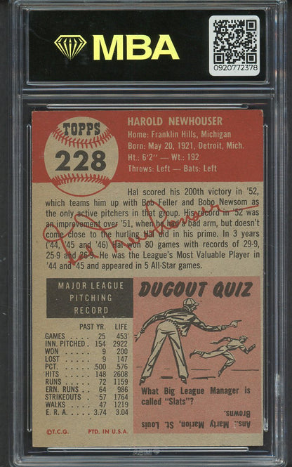 1953 Topps Baseball #228 Hal Newhouser Tigers MBA 6 EX-MT 546861