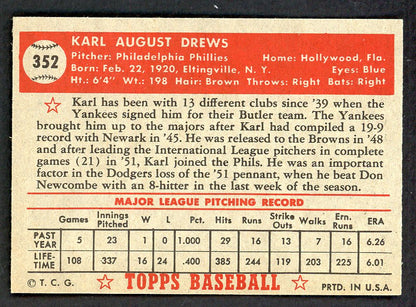 1952 Topps Baseball #352 Karl Drews Phillies EX-MT 546917