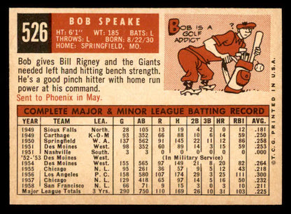 1959 Topps Baseball #526 Bob Speake Giants EX-MT 547027
