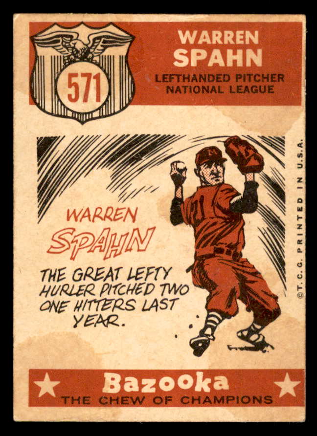 1959 Topps Baseball #571 Warren Spahn A.S. Braves VG-EX 547155