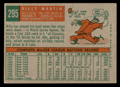 1959 Topps Baseball #295 Billy Martin Indians VG-EX 547158