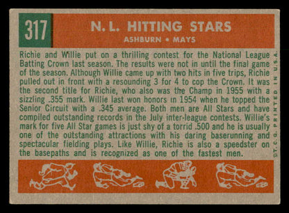 1959 Topps Baseball #317 Willie Mays Richie Ashburn EX+/EX-MT 547162