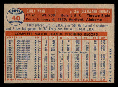 1957 Topps Baseball #040 Early Wynn Indians EX+/EX-MT 547188