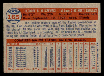 1957 Topps Baseball #165 Ted Kluszewski Reds EX-MT 547199