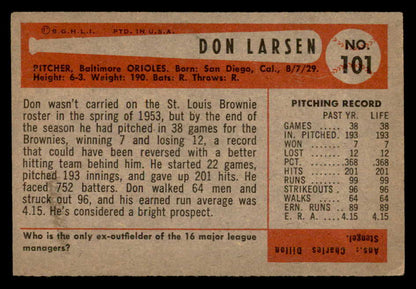 1954 Bowman Baseball #101 Don Larsen Orioles VG-EX 547237