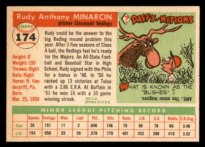 1955 Topps Baseball #174 Rudy Minarcin Reds EX-MT 547253