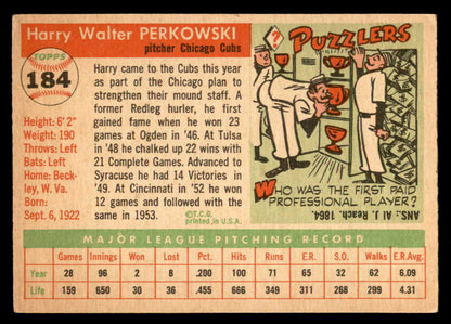 1955 Topps Baseball #184 Harry Perkowski Cubs VG-EX 547262