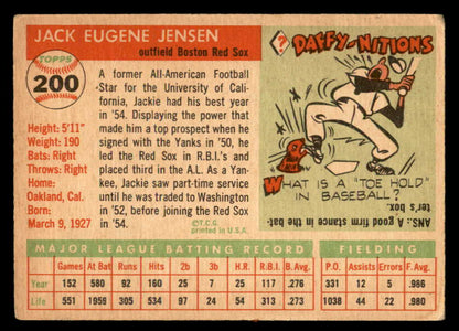 1955 Topps Baseball #200 Jackie Jensen Red Sox VG-EX 547273