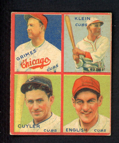 1935 Goudey #003D Burleigh Grimes Chuck Klein Kiki Cuyler Good trimmed 547284