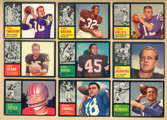 1962 Topps Football Near Set (No Ditka) EX/EX+ Brown Tarkenton 547401