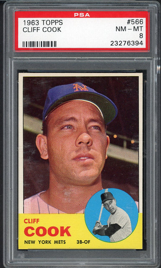 1963 Topps Baseball #566 Cliff Cook Mets PSA 8 NM/MT 547443