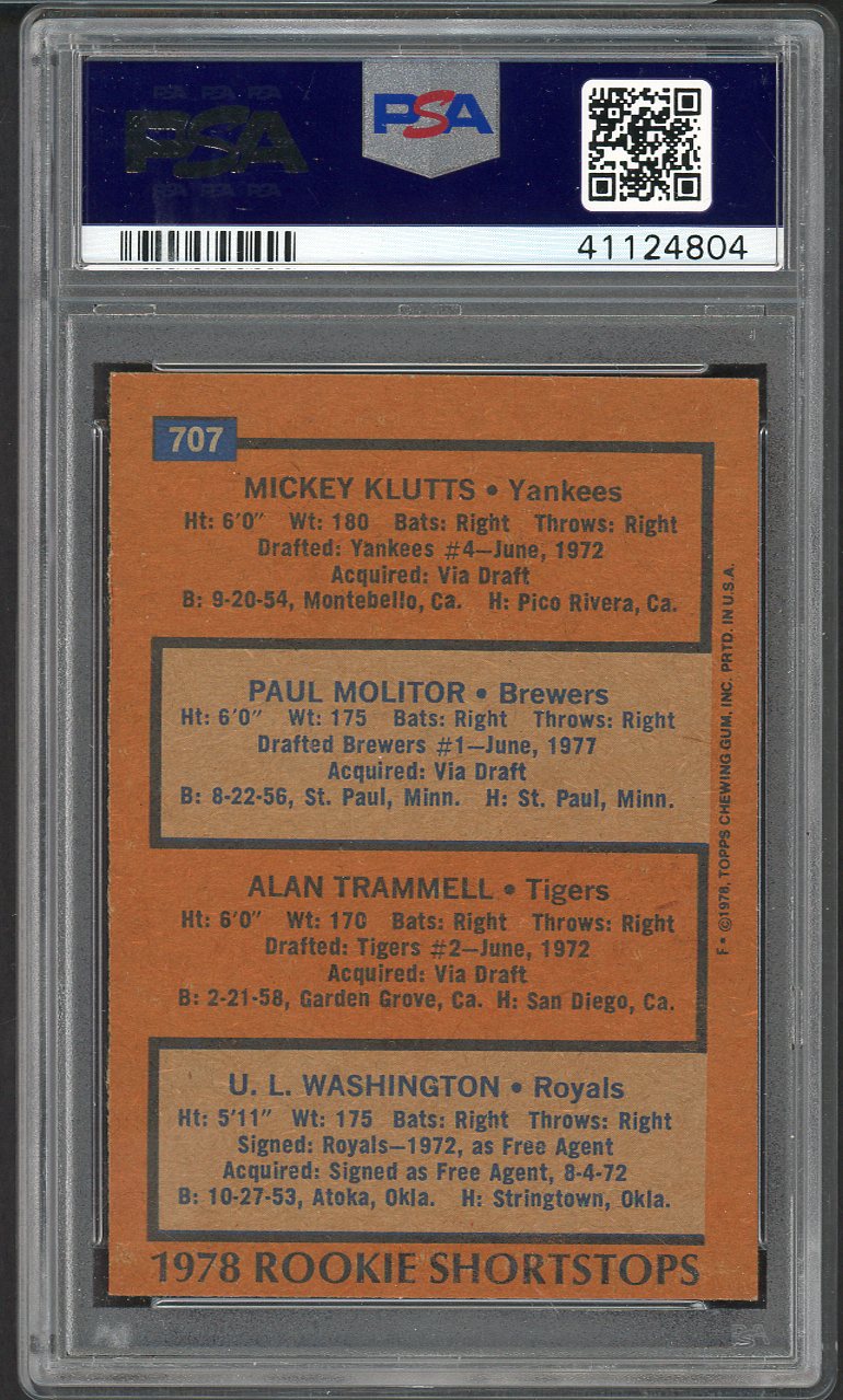 1978 Topps Baseball #707 Paul Molitor Brewers PSA 5 EX 547527