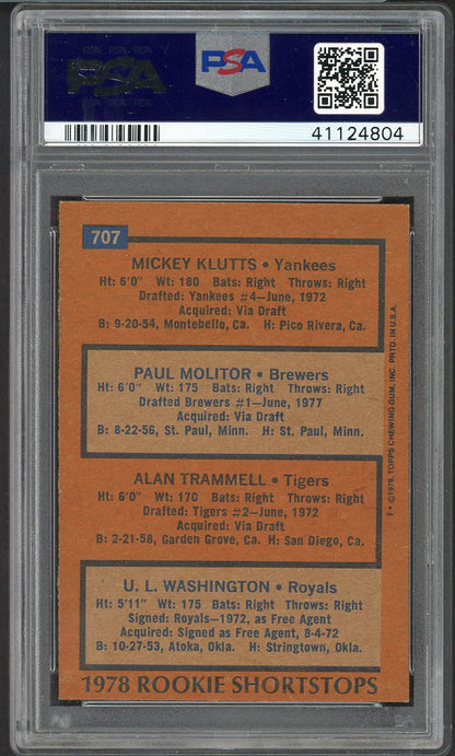 1978 Topps Baseball #707 Paul Molitor Brewers PSA 5 EX 547527