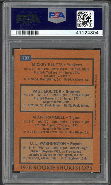 1978 Topps Baseball #707 Paul Molitor Brewers PSA 5 EX 547527