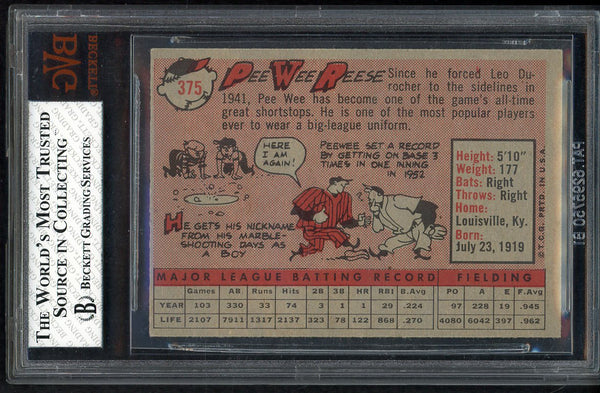 1958 Topps Baseball #375 Pee Wee Reese Dodgers BVG 7 NM 547581