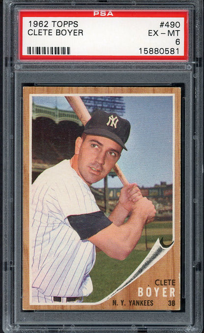 1962 Topps Baseball #490 Clete Boyer Yankees PSA 6 EX-MT 547590
