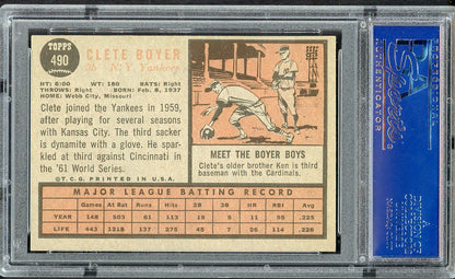 1962 Topps Baseball #490 Clete Boyer Yankees PSA 6 EX-MT 547590
