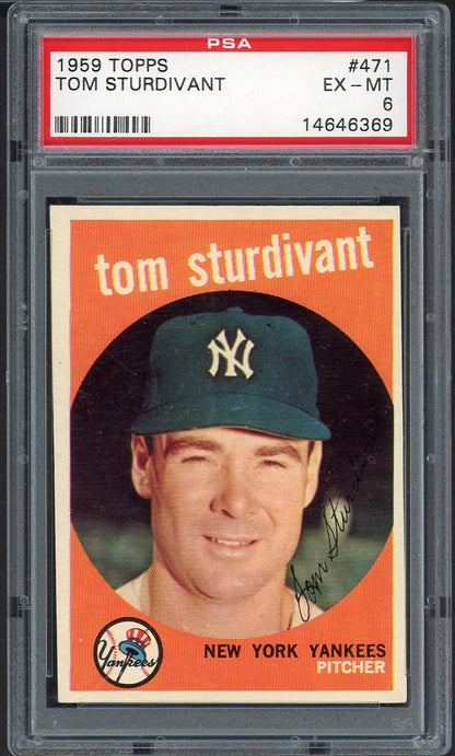 1959 Topps Baseball #471 Tom Sturdivant Yankees PSA 6 EX-MT 547593