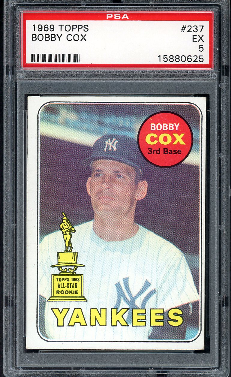 1969 Topps Baseball #237 Bobby Cox Yankees PSA 5 EX 547594