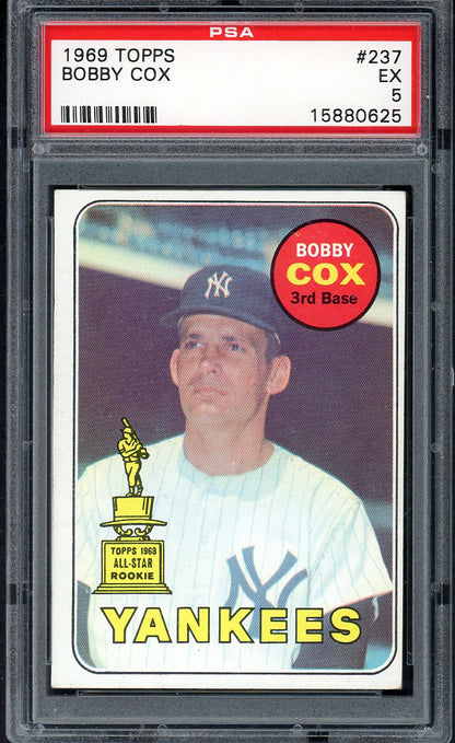 1969 Topps Baseball #237 Bobby Cox Yankees PSA 5 EX 547594