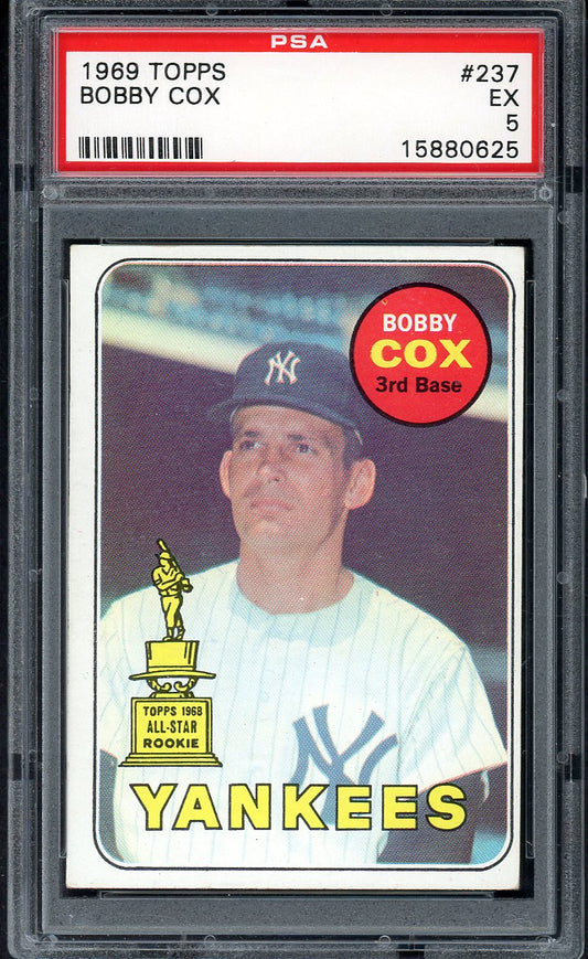 1969 Topps Baseball #237 Bobby Cox Yankees PSA 5 EX 547594