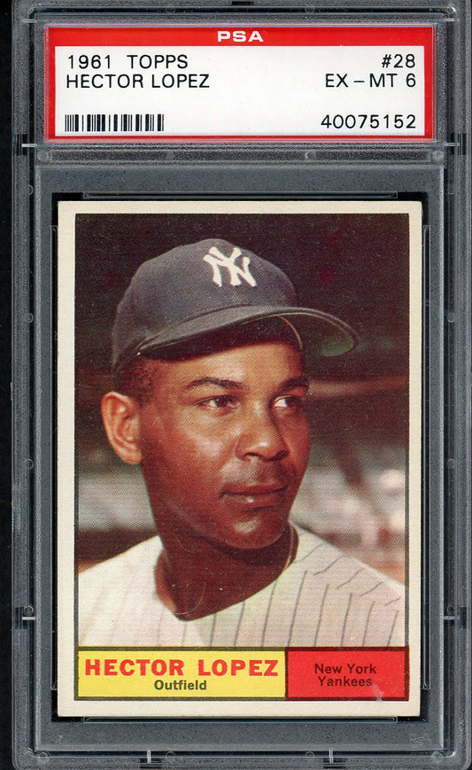 1961 Topps Baseball #028 Hector Lopez Yankees PSA 6 EX-MT 547595