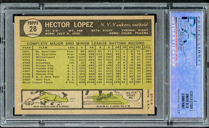 1961 Topps Baseball #028 Hector Lopez Yankees PSA 6 EX-MT 547595