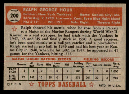 1952 Topps Baseball #200 Ralph Houk Yankees EX+/EX-MT 547651