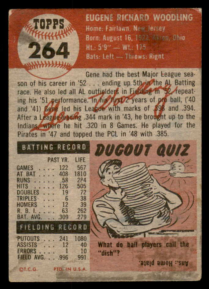 1953 Topps Baseball #264 Gene Woodling Yankees VG-EX 547654